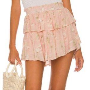 LoveShackFancy Ruffle Mini Skirt in Ballet Pink